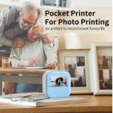 Tragbarer Mini-Bluetooth Foto Handydrucker - Phomemo T02 + 1 Thermorolle - Blau