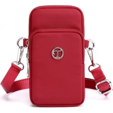 Ultraleichte Mini-Schultertasche 3 Taschen mit Reißverschluss und abnehmbarem Riemen - Rot