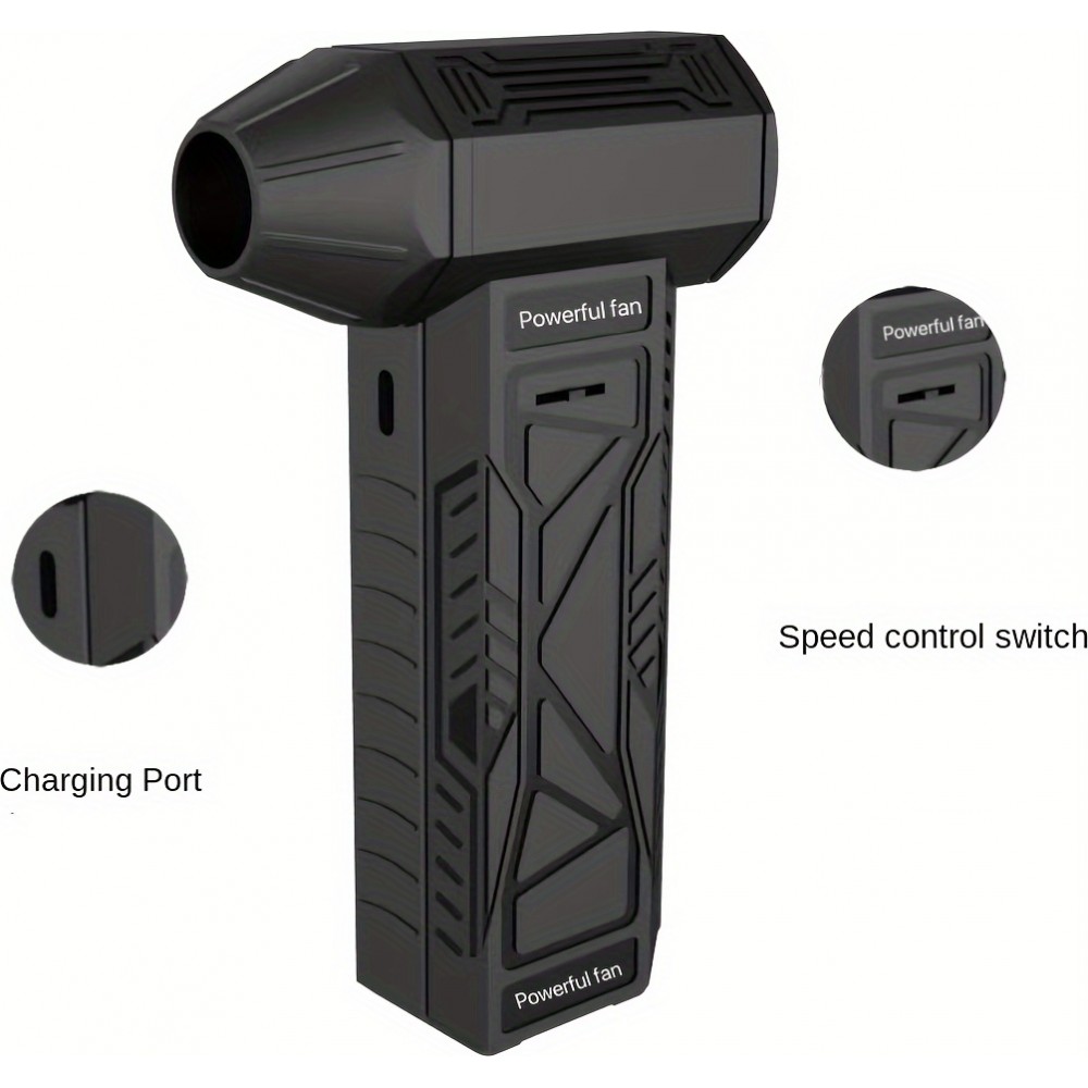 Hochgeschwindigkeits Mini Turbofan Handventilator (130000 U/min) Tragbarer Ventilator - Schwarz