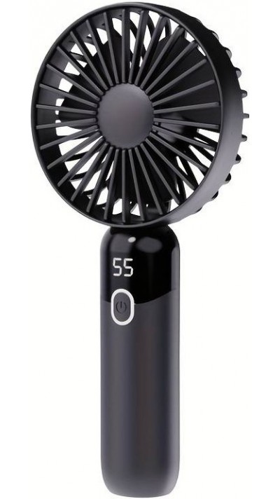 Kompakter und portabler Mini USB Ventilator mit LED Anzeige und abnehmbarer Standfuss - Schwarz
