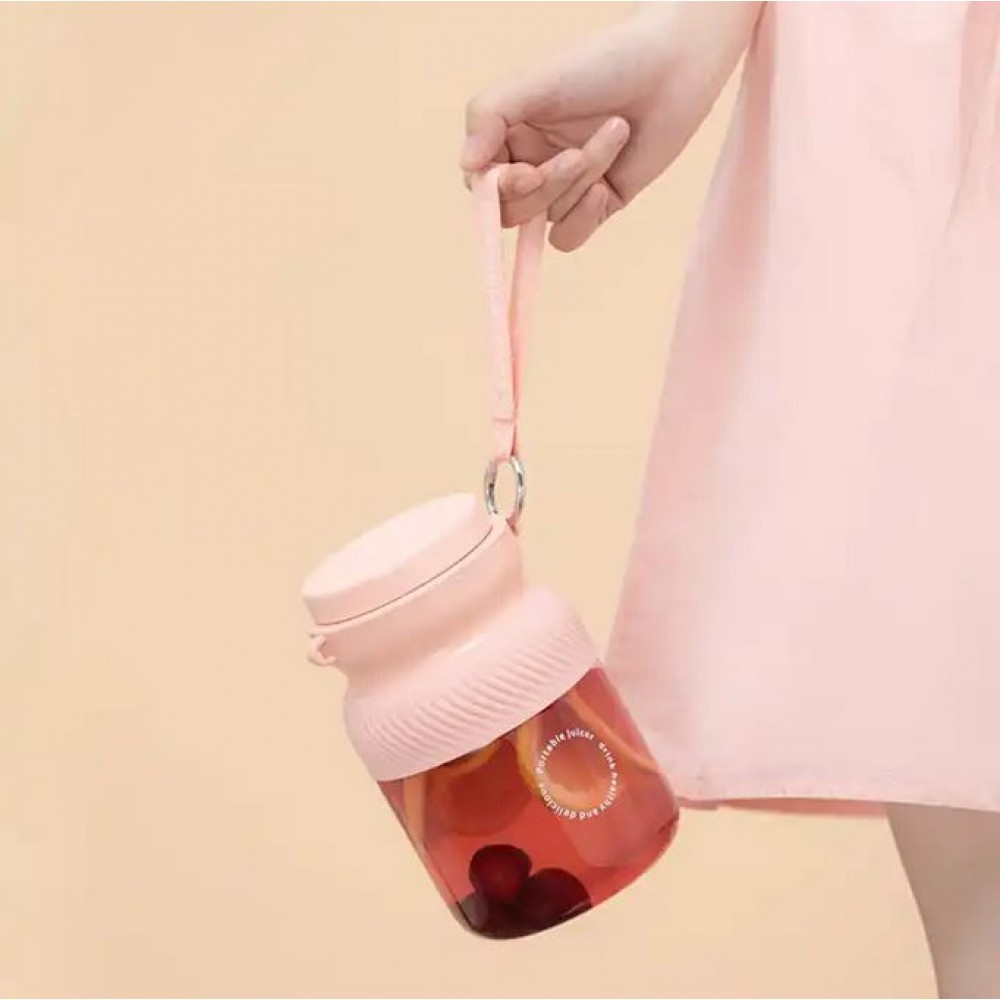 Tragbarer Akku-Mixer grosse Kapazität 1L Smoothie Maker tragbar mit Schlaufe - Weiss