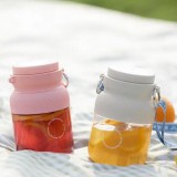 Tragbarer Akku-Mixer grosse Kapazität 1L Smoothie Maker tragbar mit Schlaufe - Weiss