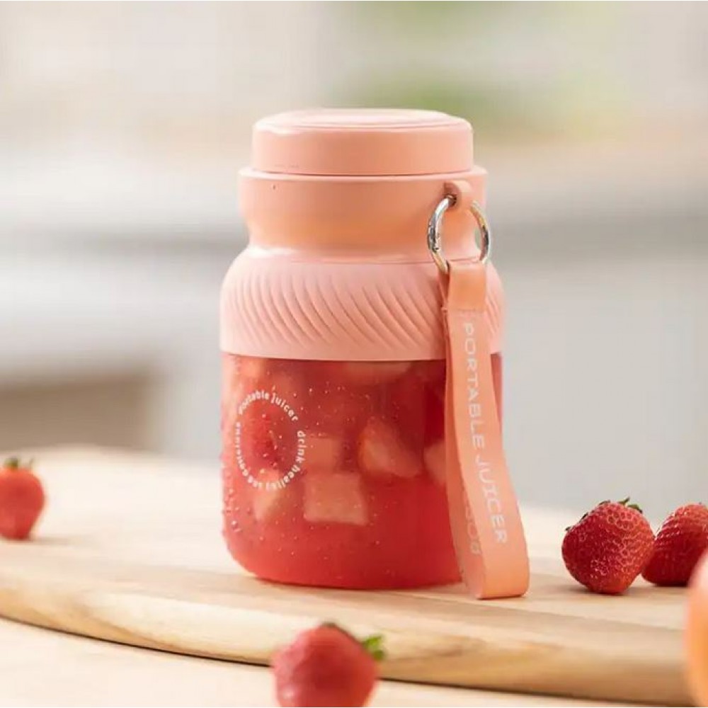 Mixeur portable à batterie Smoothie Maker grande capacité 1L portable avec dragonne - Rose