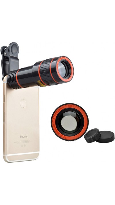 Smartphone Kamera Objektiv Teleskopclip - 12 fachen optischen Zoom - Schwarz