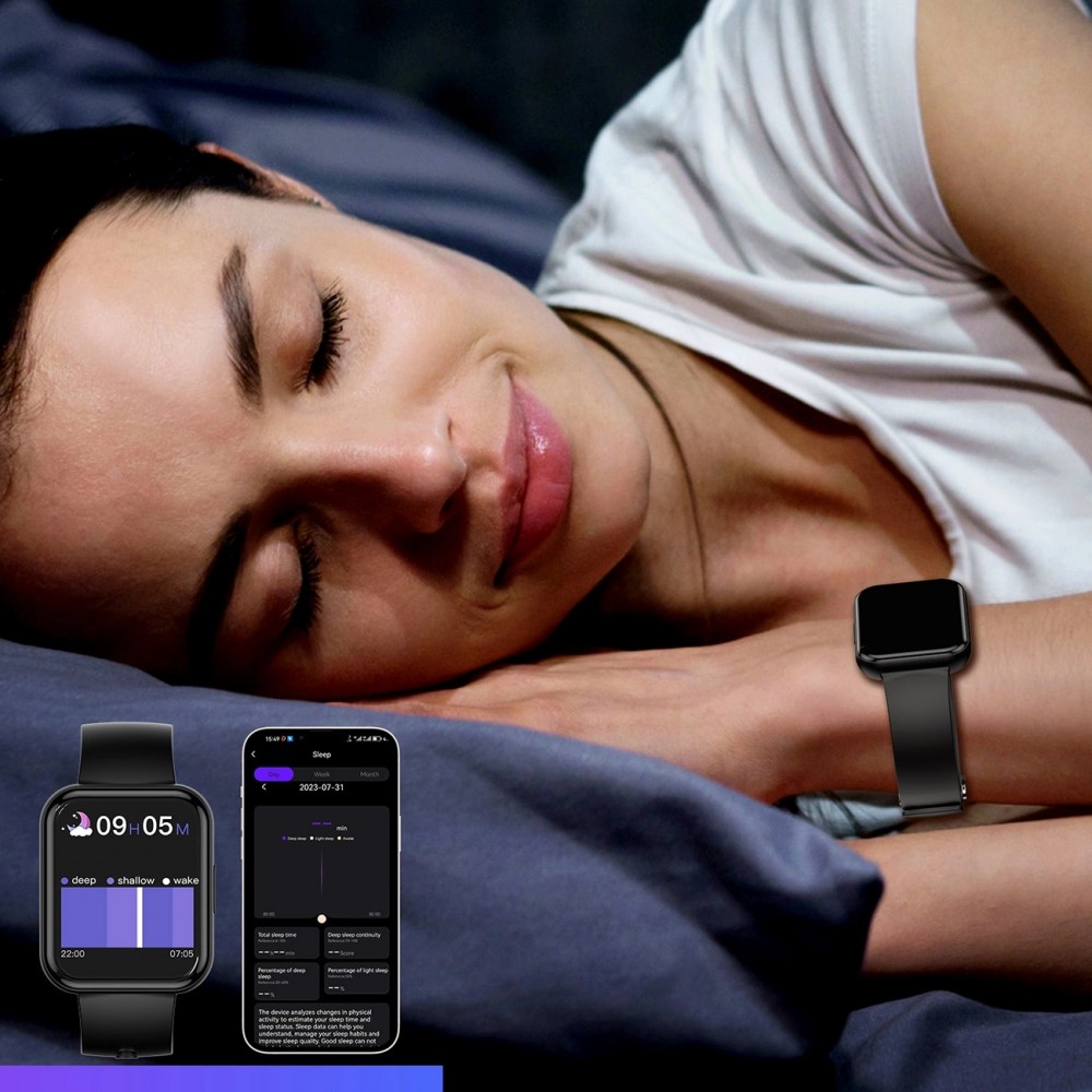 Choetech WT001 Smartwatch Bluetooth 5.0 IP67 wasserdicht - Multifunktionale Sportuhr mit Anrufbeantwortung - Schwarz