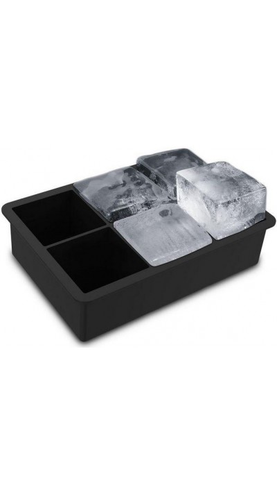 Quadratische Eiswürfel Former 5 x 5cm - Behälter für Eiswürfel Silikon - Schwarz