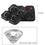 Moule à glaçons en silicone pour 4 glaçons créatifs en forme de diamant - Noir