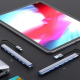 Hub multiport USB en aluminium avec 7 ports USB-A - Adaptateur USB-C 3.0 pour MacBook - Argent