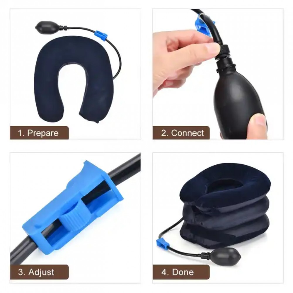 Oreiller cervical gonflable ajustable pour soulagement des douleurs au cou