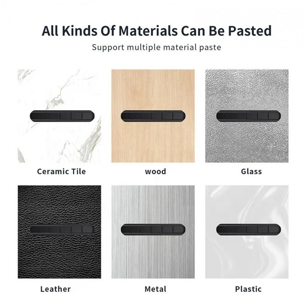 3-Kanal-Kabelorganizer aus Silikon mit Klebestreifen - Schwarz