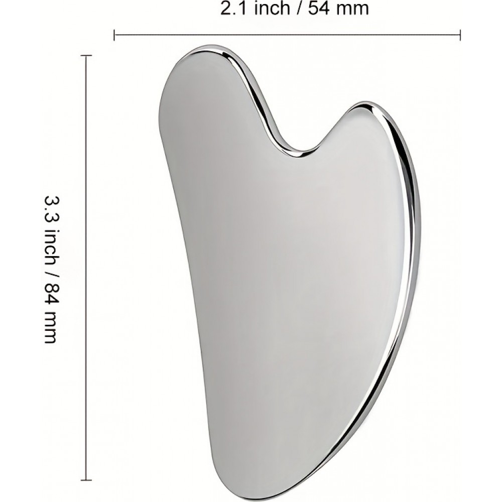 Outil de massage facial gua sha en acier inoxydable premium avec boîte cadeau élégante - Argent