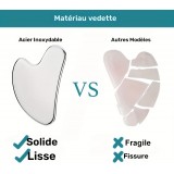 Outil de massage facial gua sha en acier inoxydable premium avec boîte cadeau élégante - Argent