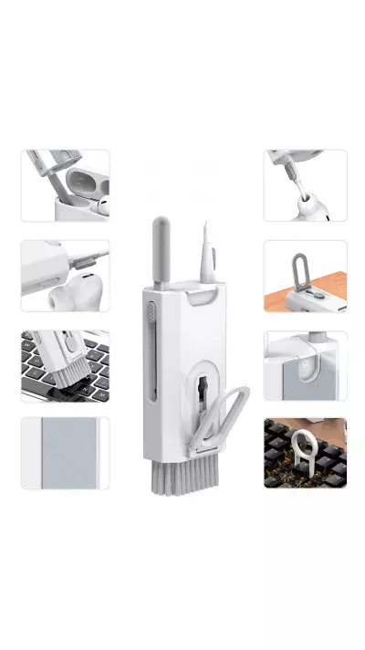 8-in-1-Reinigungstool für Kopfhörer (AirPods), Telefon und Tastatur - Weiss