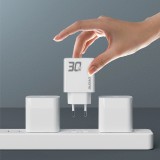 Pack GaN Dudao A30EUT 30W USB-A / USB-C Wandladegerät mit USB-C zu USB-C Kabel Schnellladeadapter - Weiss