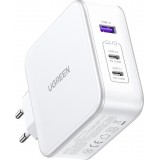Ugreen Nexode CD289 140W GaN Wandladegerät und Kabel - 1,5m USB-C auf USB-C, 2xUSB-C, USB-A - Weiss