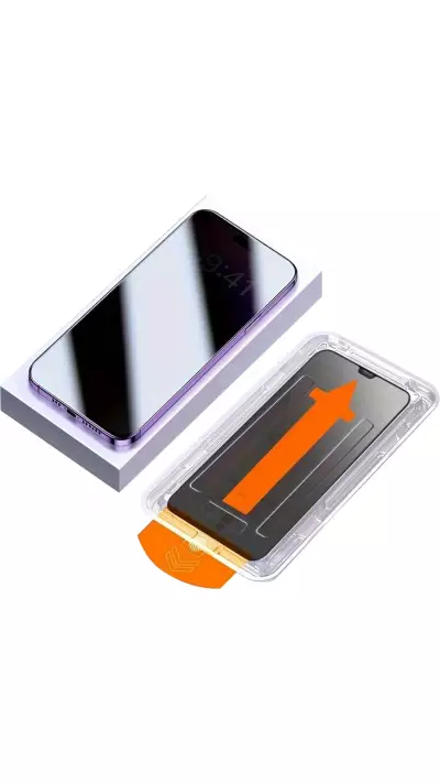 2er-Pack Anti-Spy Schutzscheiben mit automatischem Schnellmontageset und Staubschutz - iPhone 13 Pro Max