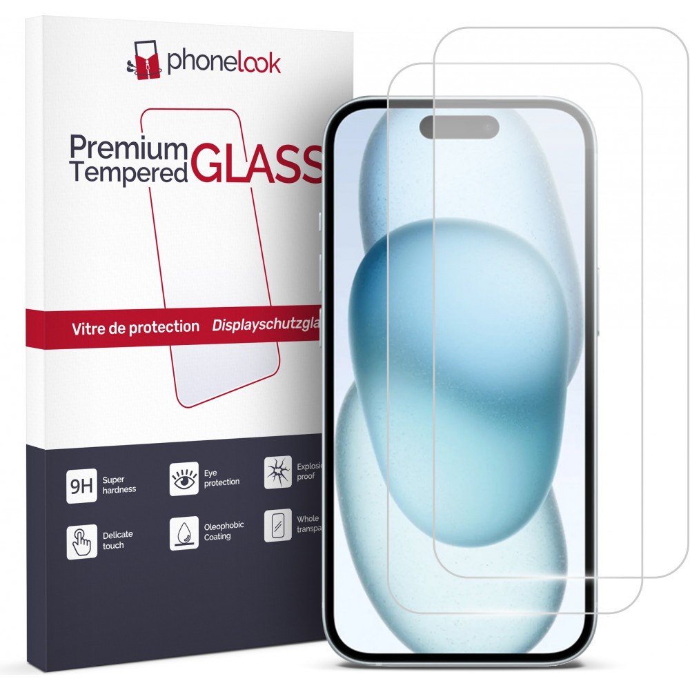 2er Set Panzer Glas Displayschutzfolie - iPhone 15 Plus