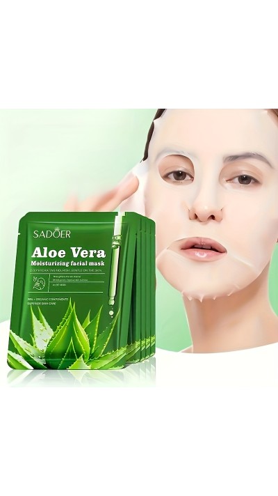 8er Pack Aloe Vera Tuchmasken feuchtigkeitsspendend und straffend mit Hyaluronsäure alkoholfrei