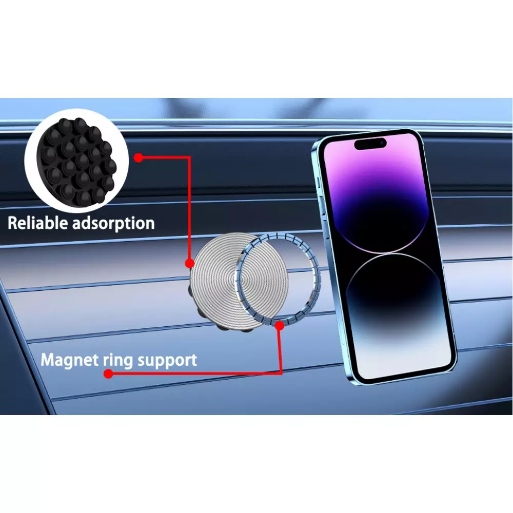 MagSafe 360° Rotierender Silikon-Magnet-Patch mit Saugnapf für Handyhalterung - Weiß