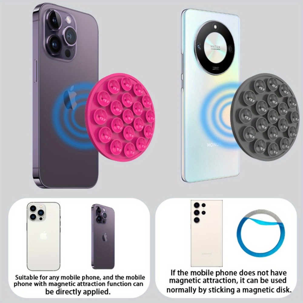 Patch magnétique MagSafe rotatif 360° en silicone avec ventouse pour support téléphone - Blanc