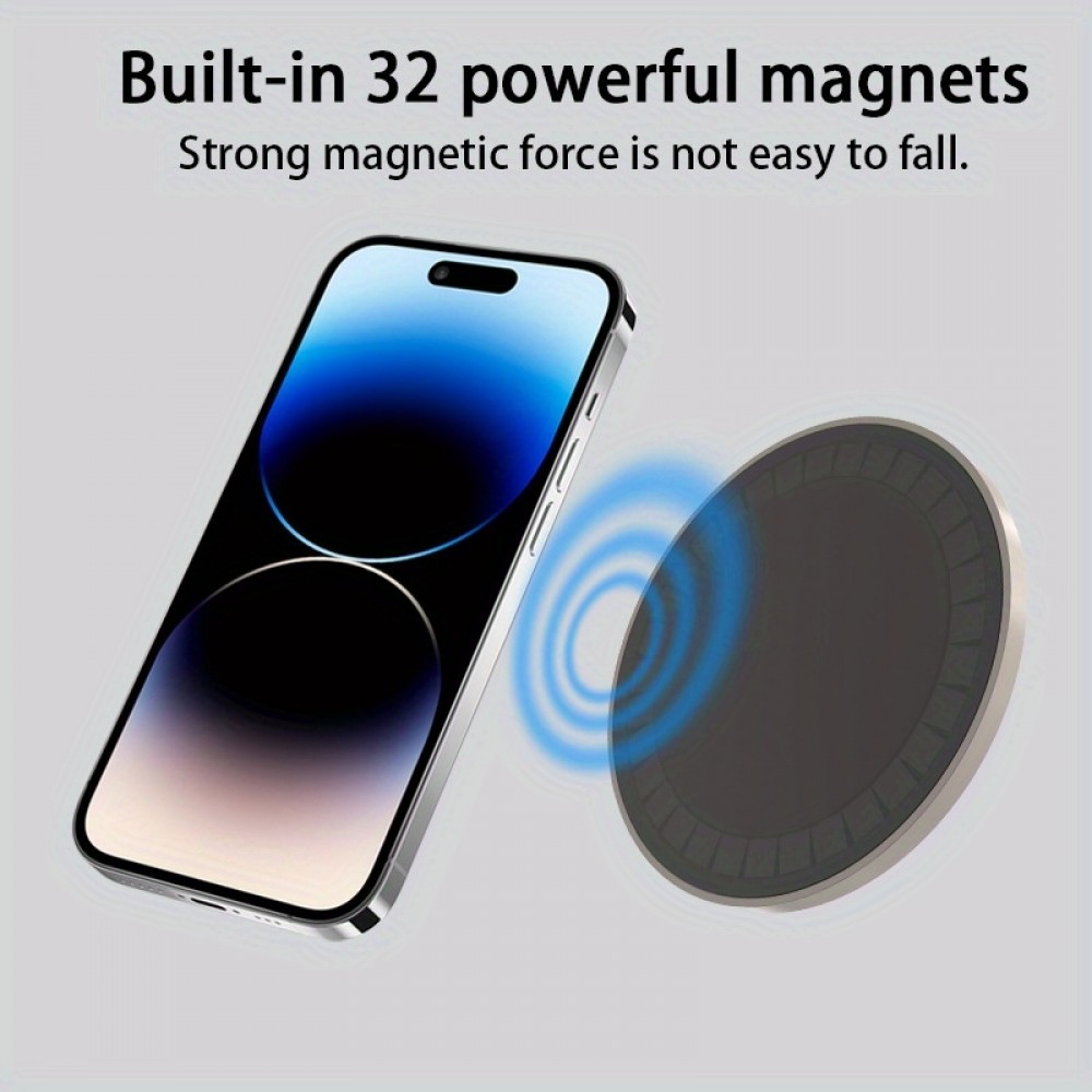 Patch magnétique MagSafe rotatif 360° en silicone avec ventouse pour support téléphone - Blanc
