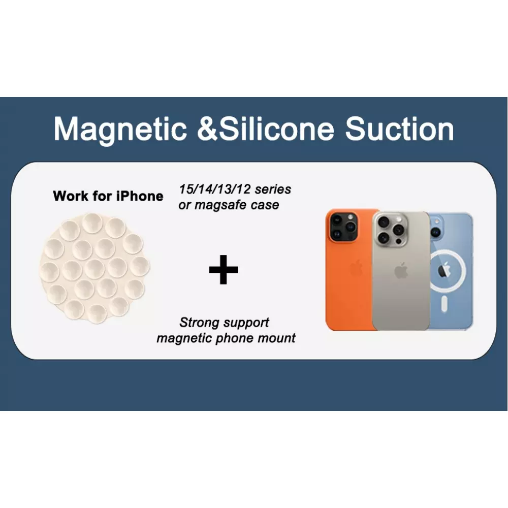MagSafe 360° Rotierender Silikon-Magnet-Patch mit Saugnapf für Handyhalterung - Weiß