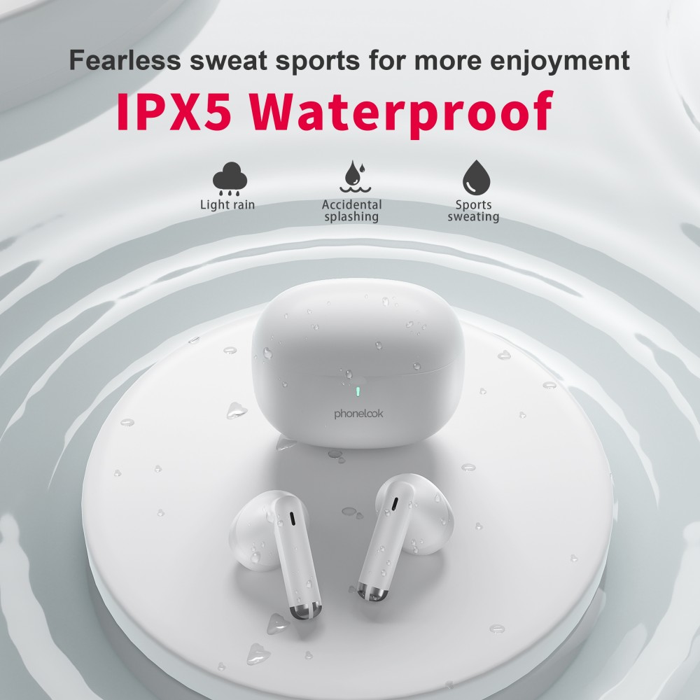 PhoneLook Pods 2 - Kabellose TWS Bluetooth 5.3 In-Ear Kopfhörer ENC Headset + Lade Case - Weiss
