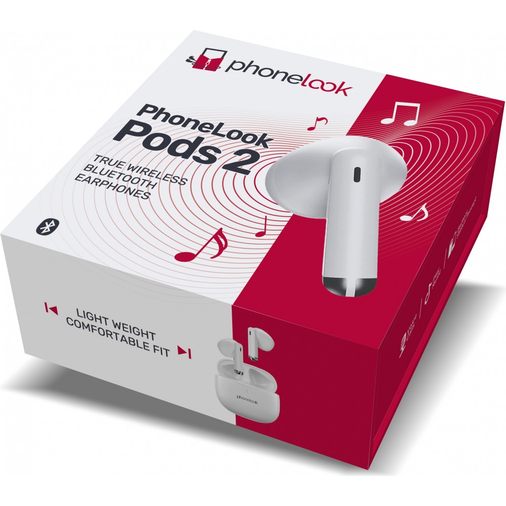 PhoneLook Pods 2 - Kabellose TWS Bluetooth 5.3 In-Ear Kopfhörer ENC Headset + Lade Case - Weiss