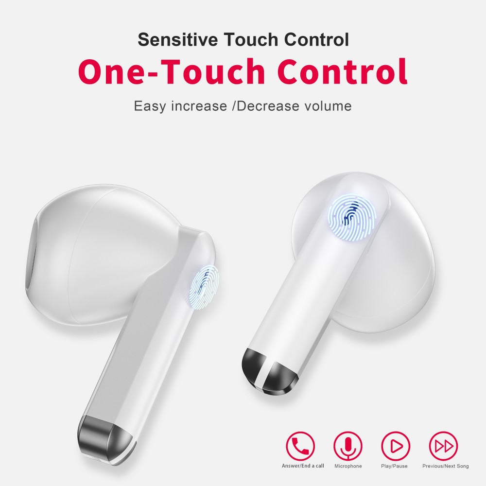 PhoneLook Pods 2 - Kabellose TWS Bluetooth 5.3 In-Ear Kopfhörer ENC Headset + Lade Case - Weiss