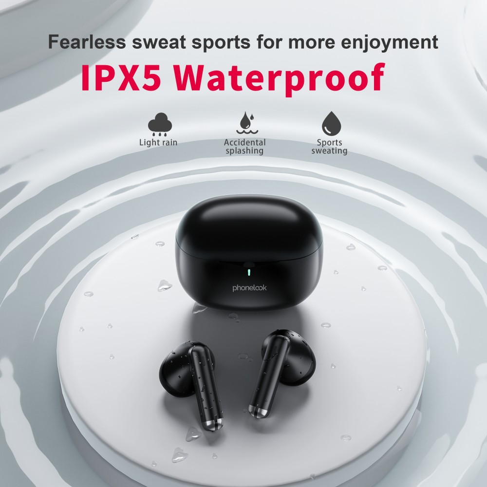 PhoneLook Pods 2 - Kabellose TWS Bluetooth 5.3 In-Ear Kopfhörer ENC Headset + Lade Case - Schwarz