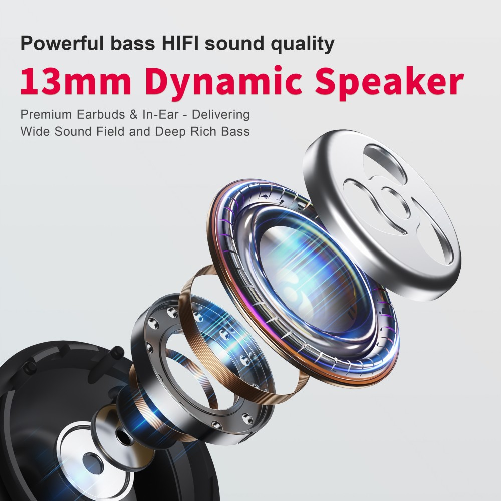 PhoneLook Pods 2 - Kabellose TWS Bluetooth 5.3 In-Ear Kopfhörer ENC Headset + Lade Case - Schwarz