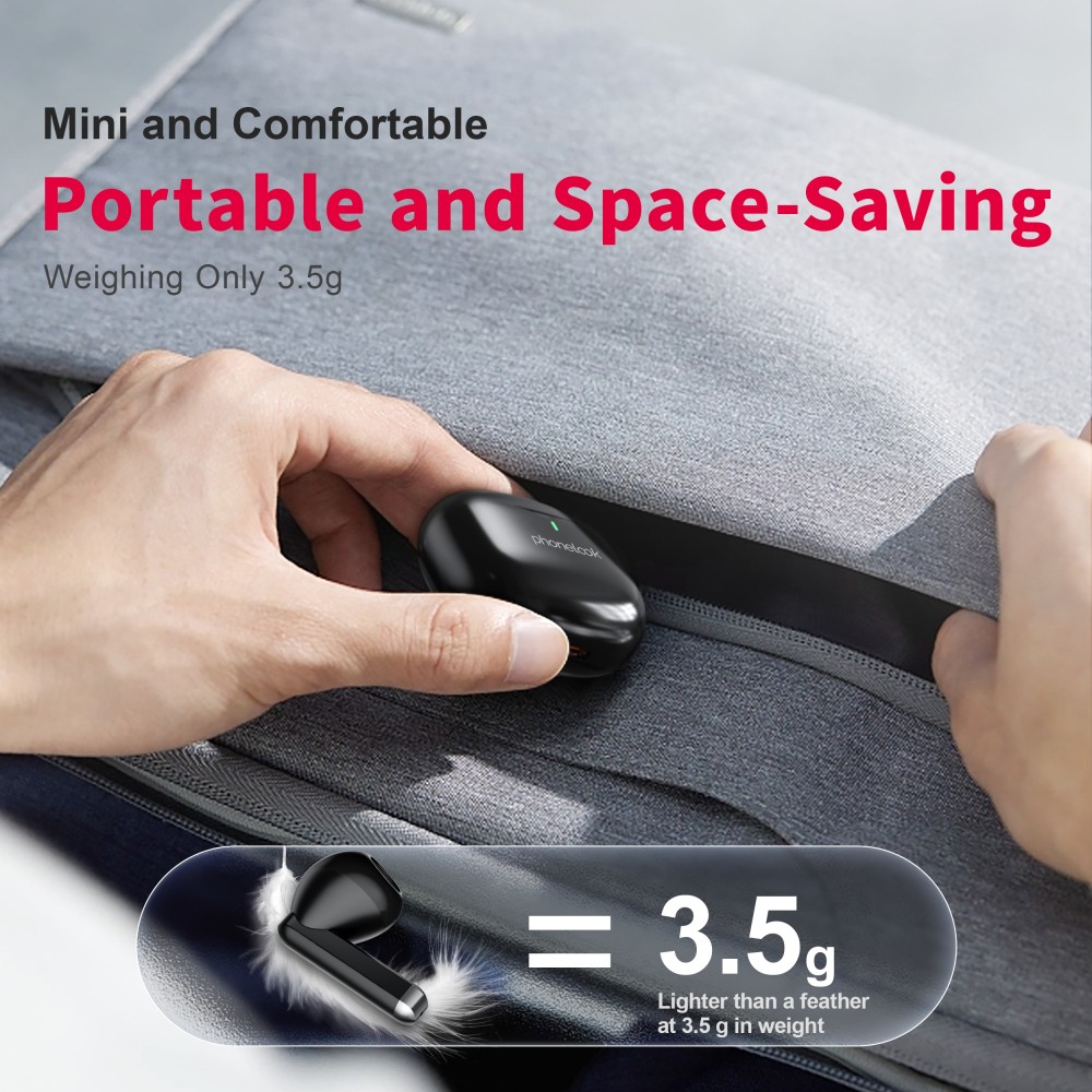 PhoneLook Pods 2 - Kabellose TWS Bluetooth 5.3 In-Ear Kopfhörer ENC Headset + Lade Case - Schwarz