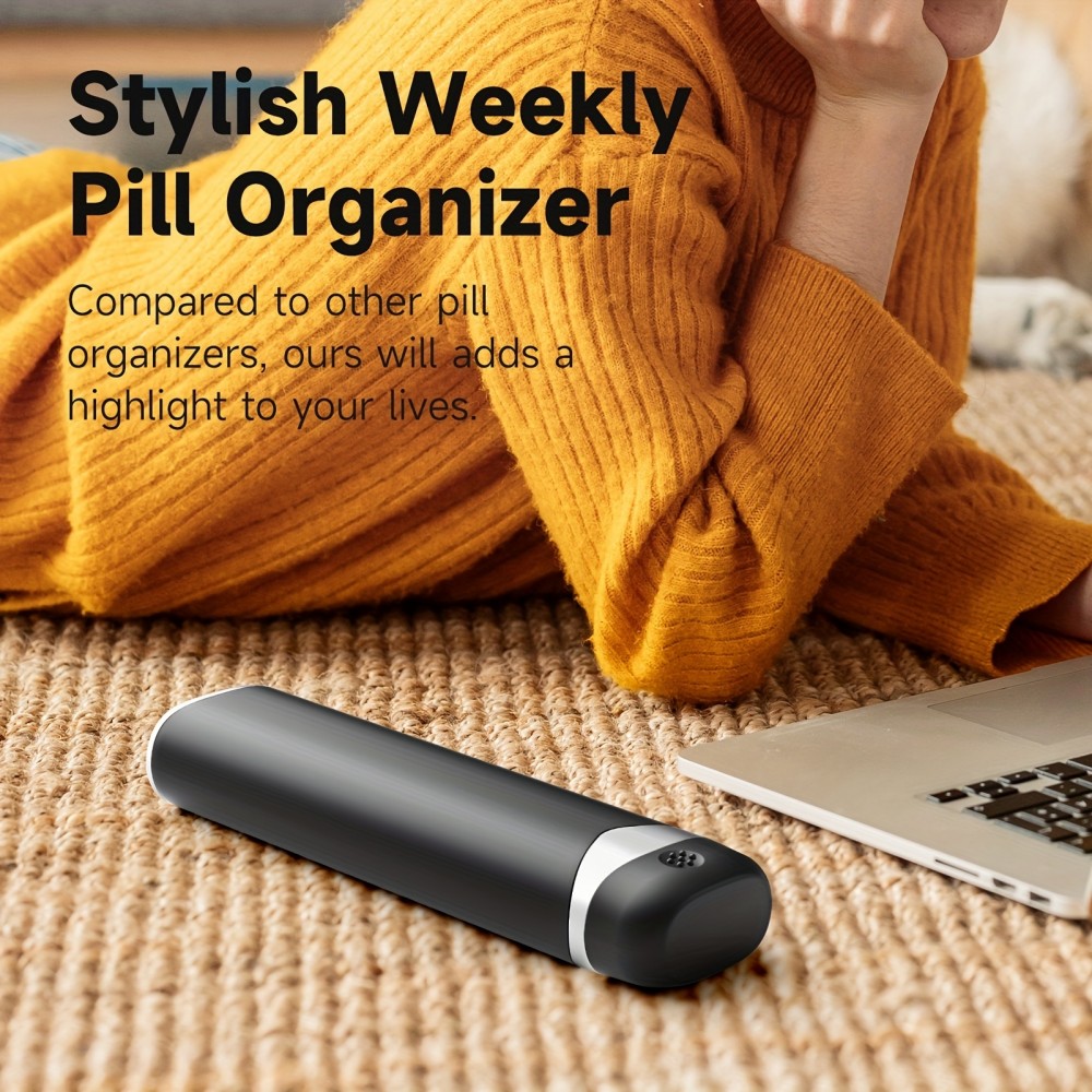 Woche Pillendose tragbar 7 Tage kompakte Medikamenten-Dispenser - Schwarz