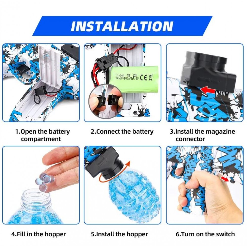 Blaster Gun - Wasserpistole Water water hydrogel ball mit Schutzbrille & 1000 Gelkugeln - Blau