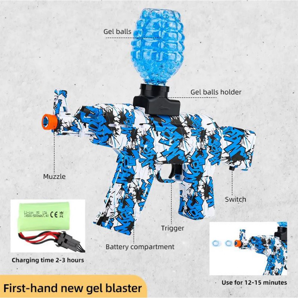 Blaster Gun - Wasserpistole Water water hydrogel ball mit Schutzbrille & 1000 Gelkugeln - Blau