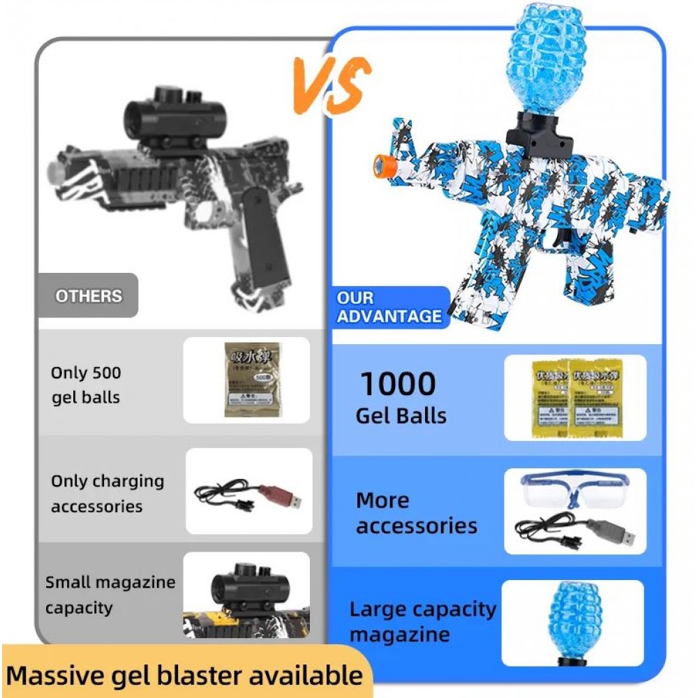 Blaster Gun - Wasserpistole Water water hydrogel ball mit Schutzbrille & 1000 Gelkugeln - Blau