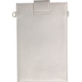 Elegante universelle Smartphone Umhängetasche aus veganem Leder inkl. Umhängegurt aus Leder (vegan) - Silber