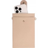 Pochette à bandoulière universelle pour smartphone en cuir végétal avec lanière en cuir (végétal) - Beige