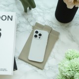 Pochette à bandoulière universelle pour smartphone en cuir végétal avec lanière en cuir (végétal) - Beige