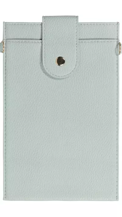 Pochette à bandoulière universelle pour smartphone en cuir végétal avec lanière en cuir (végétal) - Bleu clair