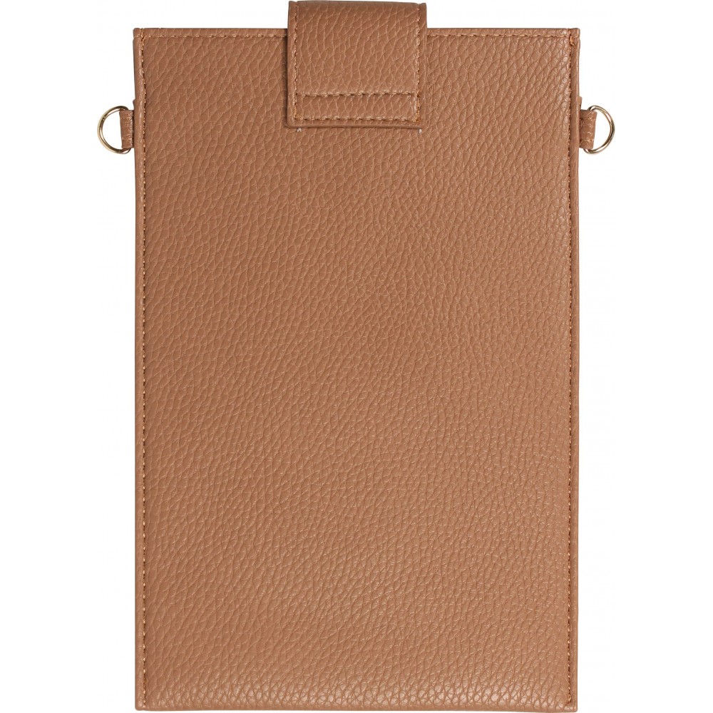 Pochette à bandoulière universelle pour smartphone en cuir végétal avec lanière en cuir (végétal) - Brun