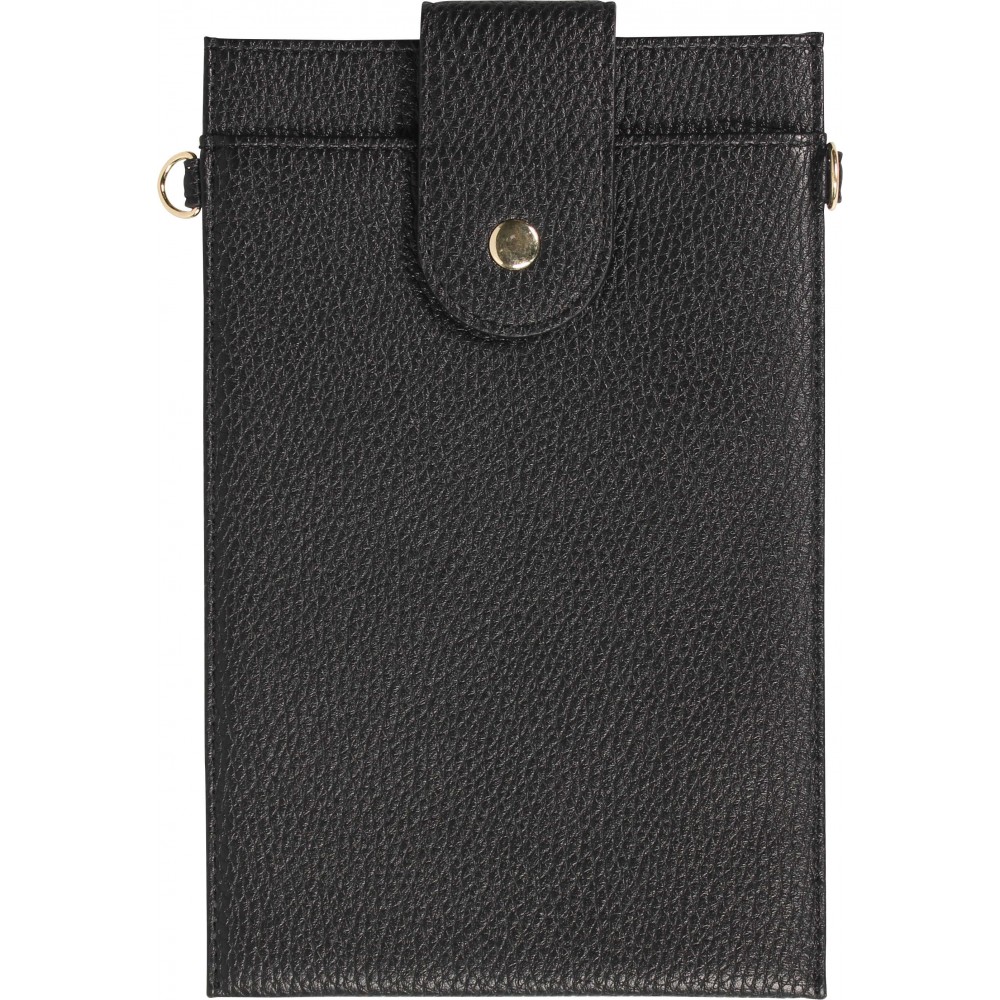 Elegante universelle Smartphone Umhängetasche aus veganem Leder inkl. Umhängegurt aus Leder (vegan) - Schwarz