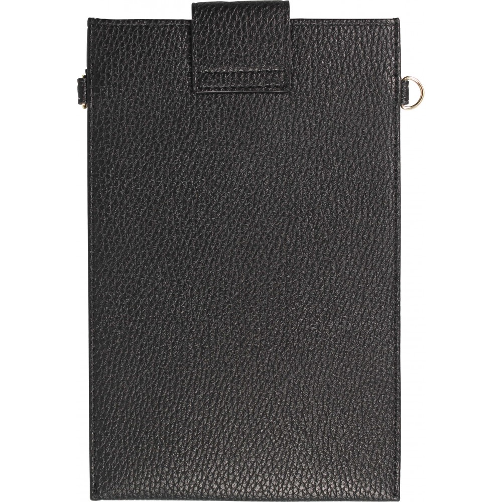 Elegante universelle Smartphone Umhängetasche aus veganem Leder inkl. Umhängegurt aus Leder (vegan) - Schwarz