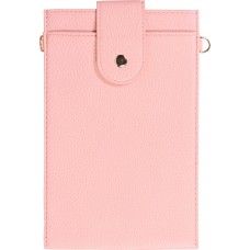 Elegante universelle Smartphone Umhängetasche aus veganem Leder inkl. Umhängegurt aus Leder (vegan) - Rosa