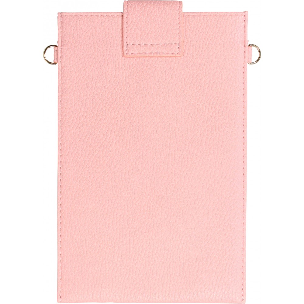 Elegante universelle Smartphone Umhängetasche aus veganem Leder inkl. Umhängegurt aus Leder (vegan) - Rosa