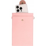 Elegante universelle Smartphone Umhängetasche aus veganem Leder inkl. Umhängegurt aus Leder (vegan) - Rosa
