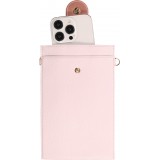 Elegante universelle Smartphone Umhängetasche aus veganem Leder inkl. Umhängegurt aus Leder (vegan) - Hellviolett