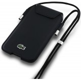 Pochette étui téléphone Lacoste avec rabat et lanière XL Petit Piqué Iconique - Noir