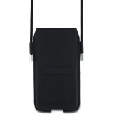 Pochette étui téléphone Lacoste avec rabat et lanière XL Petit Piqué Iconique - Noir