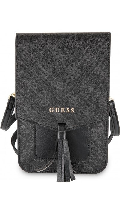 Universaltasche/kleine Tasche von Guess mit Monogramm aus Kunstleder und integriertem Riemen - Schwarz/grau